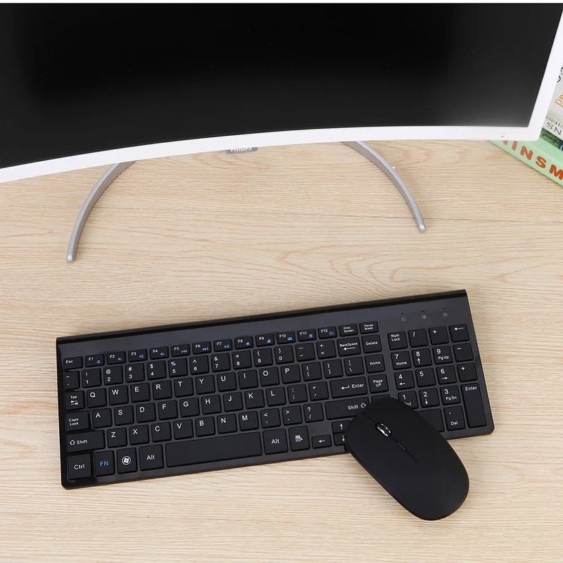 Y&D مجموعة لوحة مفاتيح وفأرة للألعاب، USB لاسلكي 2.4GHz، لوحة مفاتيح كاملة الحجم رفيعة جداً بـ 102 مفتاح ومجموعة فأرة للكمبيوتر - Image 4